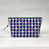 White Flowers Royal Small Zipper Pouch Gadget Case Cosmetics Project Bag