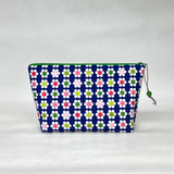 White Flowers Royal Small Zipper Pouch Gadget Case Cosmetics Project Bag