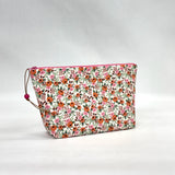 Rosa Peach Cotton Small Zipper Pouch Gadget Case Cosmetics Project Bag