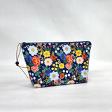 Vintage Blossom Blue Small Zipper Pouch Gadget Case Cosmetics Project Bag