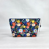 Vintage Blossom Blue Small Zipper Pouch Gadget Case Cosmetics Project Bag