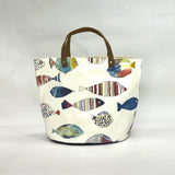 Gone Fishing Oval Bottom Knitting Craft Tote Bag
