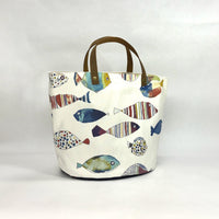 Gone Fishing Oval Bottom Knitting Craft Tote Bag