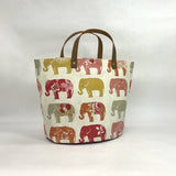 Elephants Oval Bottom Knitting Craft Tote Bag