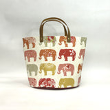 Elephants Oval Bottom Knitting Craft Tote Bag