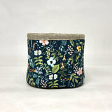 Herb Garden Navy Fabric Basket Tubby Yarn Bowl