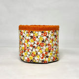 Orange Ditsy Floral Fabric Basket Tubby Yarn Bowl