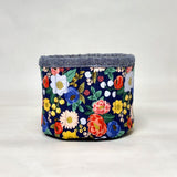 Vintage Garden Blue Fabric Basket Tubby Yarn Bowl