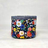Vintage Garden Blue Fabric Basket Tubby Yarn Bowl