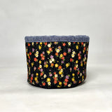 Petite Flowers Navy Fabric Basket Tubby Yarn Bowl