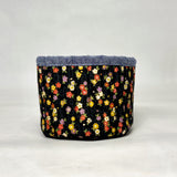 Petite Flowers Navy Fabric Basket Tubby Yarn Bowl