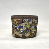 Burgundy Gold Flowers Fabric Basket Tubby Yarn Bowl