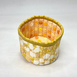 Orange Ditsy Floral Fabric Basket Tubby Yarn Bowl