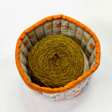 Burgundy Gold Flowers Fabric Basket Tubby Yarn Bowl