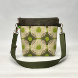 Super Bloom Green Crossbody Zipper Bag with Adjustable Strap