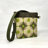 Super Bloom Green Crossbody Zipper Bag with Adjustable Strap