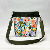 Garden Party Mint Crossbody Zipper Bag with Adjustable Strap