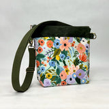 Garden Party Mint Crossbody Zipper Bag with Adjustable Strap