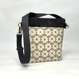Heart Flower Grey Crossbody Zipper Bag with Adjustable Strap
