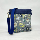 Forage Blue Crossbody Zipper Bag with Adjustable Strap