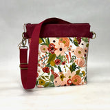 Garden Party Rose Crossbody Zipper Bag with Adjustable Strap
