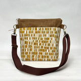 Dashes Ochre Crossbody Zipper Bag with Adjustable Strap