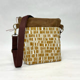 Dashes Ochre Crossbody Zipper Bag with Adjustable Strap