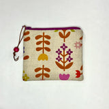 Favorite Flowers Natural Padded Zipper Pouch / Coin Purse / Gadget / Cosmetic Bag
