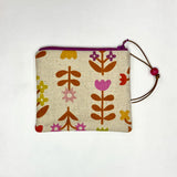 Favorite Flowers Natural Padded Zipper Pouch / Coin Purse / Gadget / Cosmetic Bag