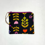 Favorite Flowers Black Padded Zipper Pouch / Coin Purse / Gadget / Cosmetic Bag
