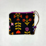 Favorite Flowers Black Padded Zipper Pouch / Coin Purse / Gadget / Cosmetic Bag