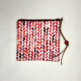 Red Knitting Padded Zipper Pouch / Coin Purse / Gadget / Cosmetic Bag