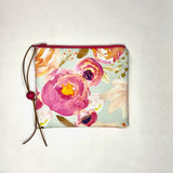Blushing Floral Padded Zipper Pouch / Coin Purse / Gadget / Cosmetic Bag