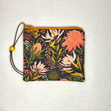 Coral Floral Padded Zipper Pouch / Coin Purse / Gadget / Cosmetic Bag