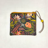 Coral Floral Padded Zipper Pouch / Coin Purse / Gadget / Cosmetic Bag