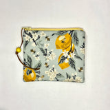 Bees and Lemon Padded Zipper Pouch / Coin Purse / Gadget / Cosmetic Bag