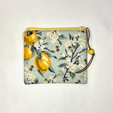 Bees and Lemon Padded Zipper Pouch / Coin Purse / Gadget / Cosmetic Bag