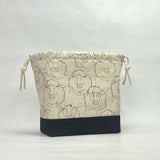 Sheep Natural Large Drawstring Knitting Project Craft Bag