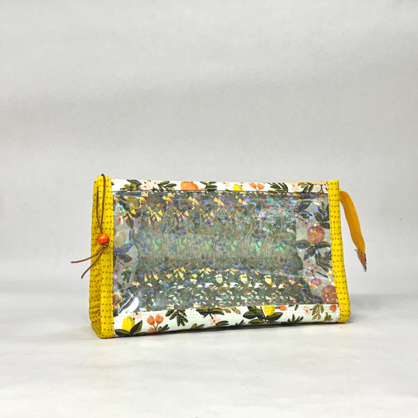 Citrus Floral Mint Vinyl Front Medium Zipper Knitting Project Craft Bag