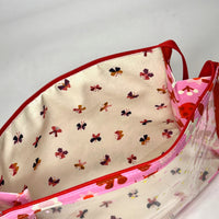 Clippings Pink Vinyl Front Medium Zipper Knitting Project Craft Bag