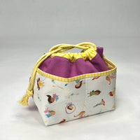 Girls Playing Small Pocketed Drawstring Knitting Project Craft Bag