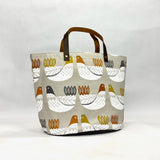 Scandi Chicken Tangerine Oval Bottom Knitting Craft Tote Bag