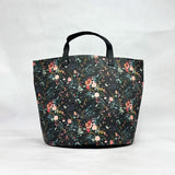Fable Floral Black Oval Bottom Knitting Craft Tote Bag