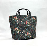 Fable Floral Black Oval Bottom Knitting Craft Tote Bag