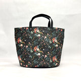 Fable Floral Black Oval Bottom Knitting Craft Tote Bag