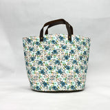 Blue Blooms Oval Bottom Knitting Craft Tote Bag