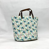 Blue Blooms Oval Bottom Knitting Craft Tote Bag