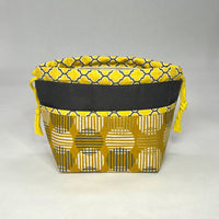 Agate Yellow Small Pocketed Drawstring Knitting Project Craft Bag