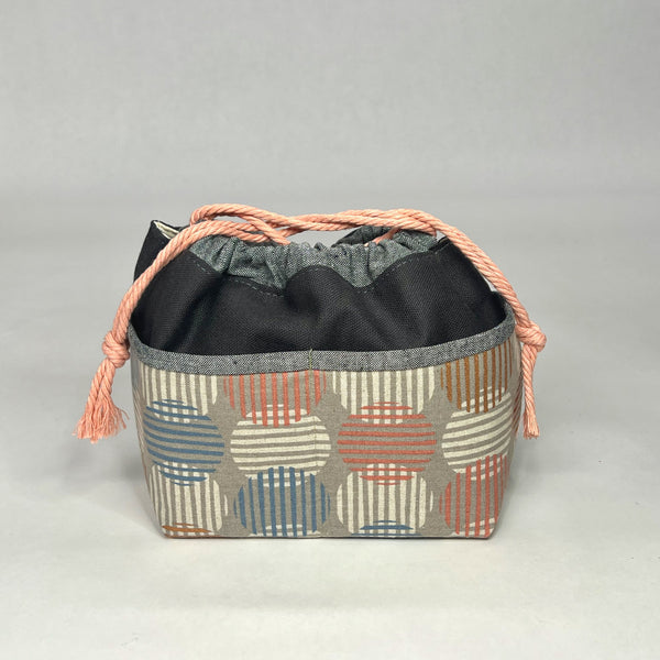 Agate Grey Small Pocketed Drawstring Knitting Project Craft Bag