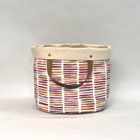Flowers Grey Oval Bottom Knitting Craft Tote Bag